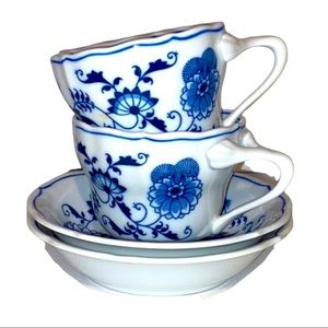 VTG • Blue Danube • 50th Anniversary • Cup and Saucer • 4 PC Set